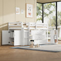Eenpersoons Kinderbed met Uitschuifbaar Bureau, 3 Lades, Opbergkast en Planken, Flexibele Installatie, Ruimtebesparend Halfhoogslaper, 90x190cm, Wit, Zonder Matras - Noventis Home