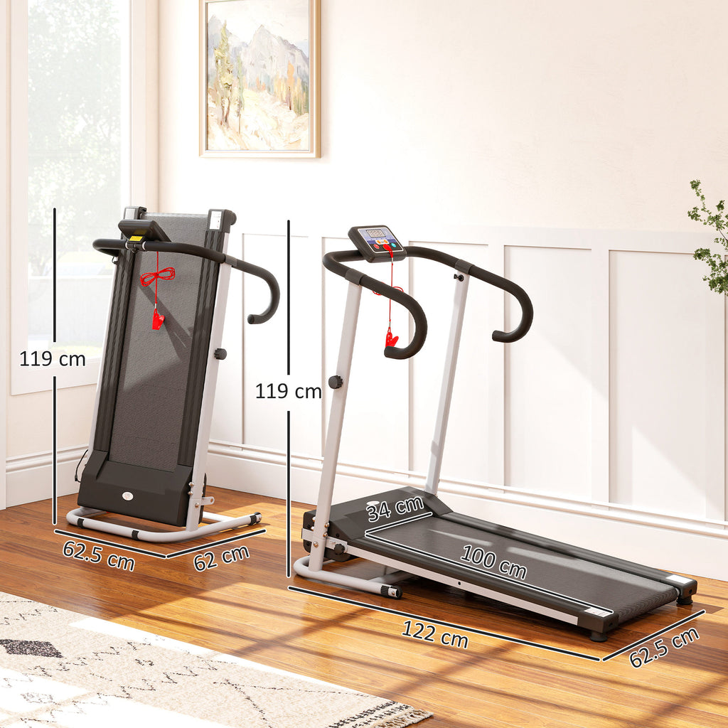 Folding Treadmill With Incline, Walking Pad Treadmill For Home, 1 - 10km/h Under Desk Running Machine With LCD Display And Wheels, No Assembly, Grey - Noventis Home