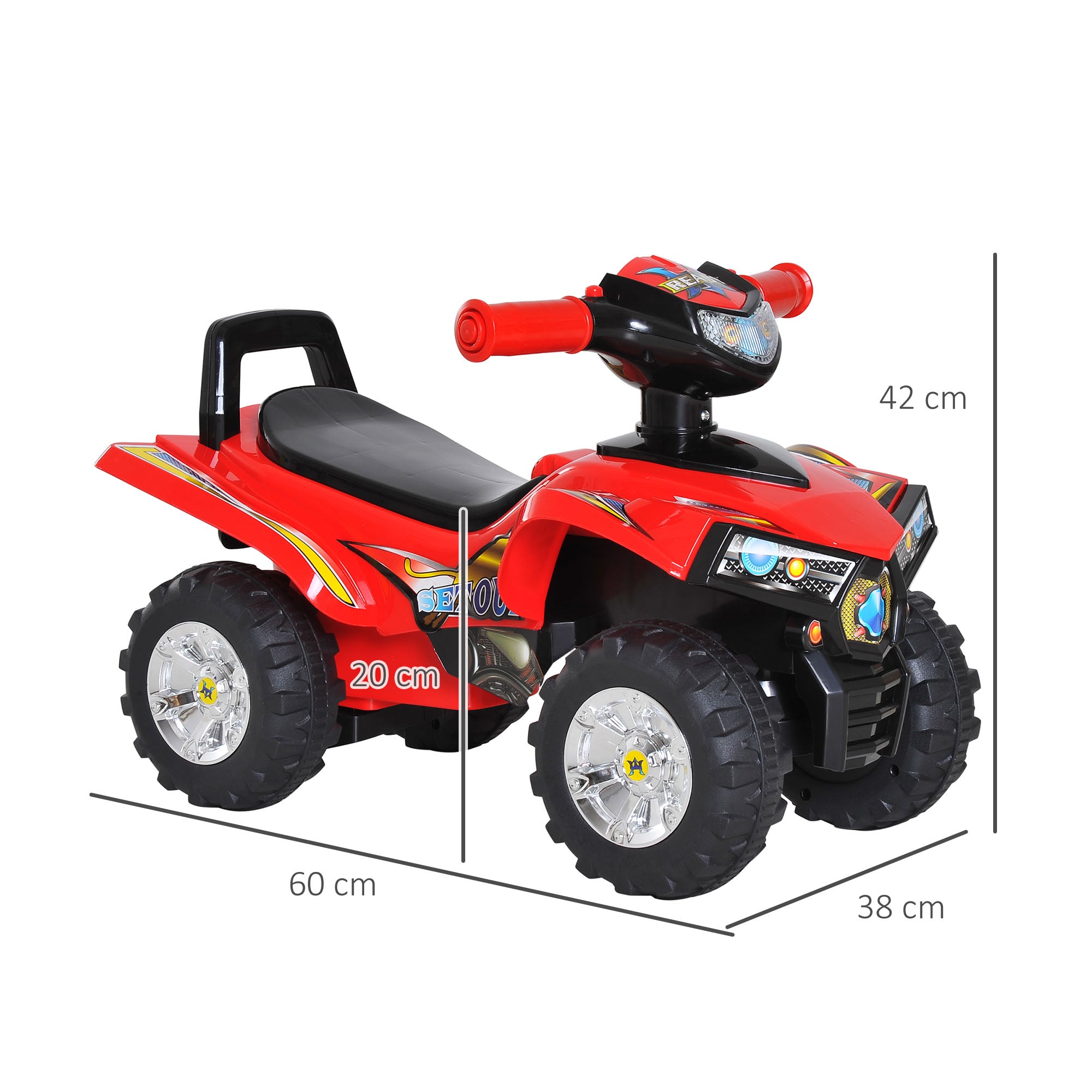 Kinder Loopauto Quad Bike, 4 Wielen, Toeter en Muziek, Rood