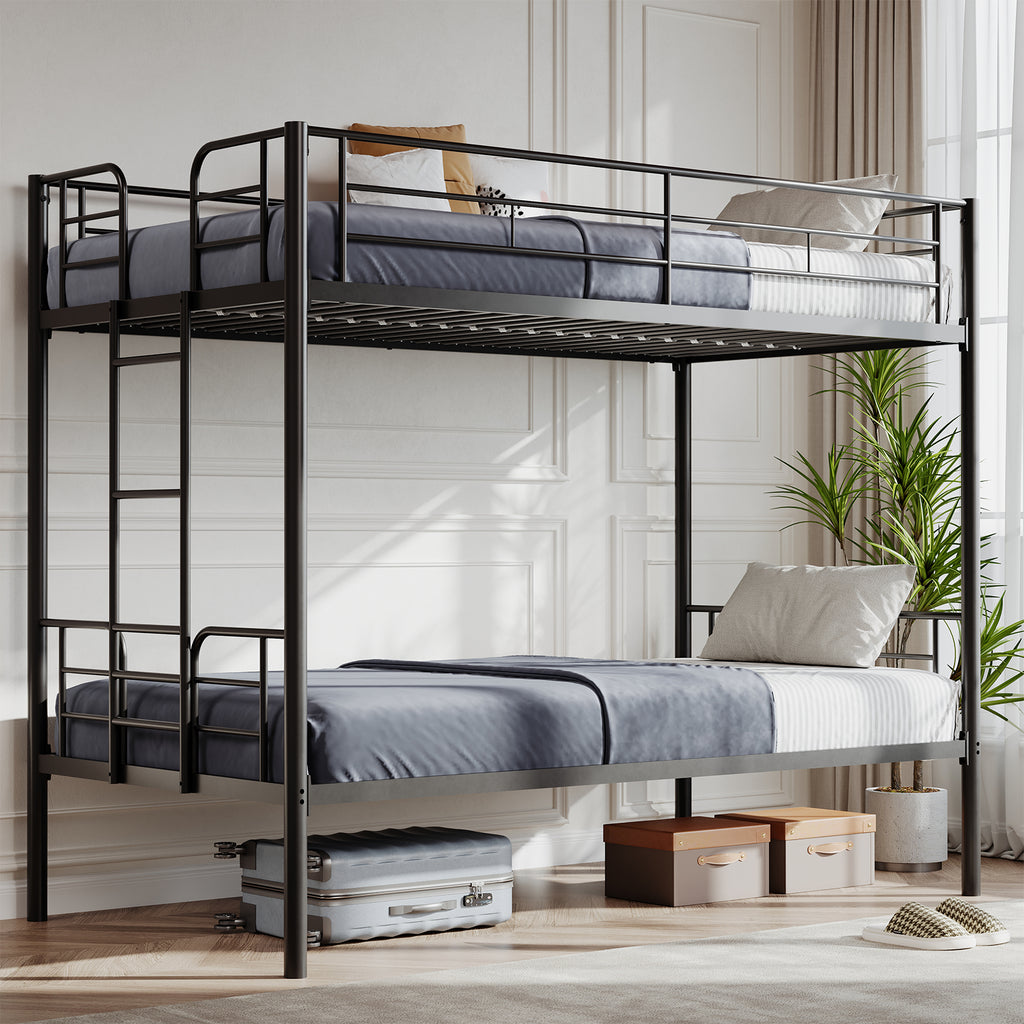 Metal Double - layer Bed With Stairs And Safety Railings, Sturdy Steel Frame, No Need For A Mattress, Double - layer Bed That Saves Space - Noventis Home