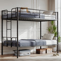 Metal Double - layer Bed With Stairs And Safety Railings, Sturdy Steel Frame, No Need For A Mattress, Double - layer Bed That Saves Space - Noventis Home