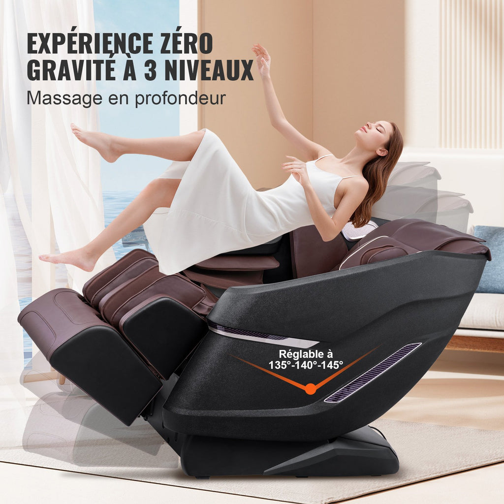 Massagestoel met Flexibele SL - Rail, 3D Shiatsu Ganglicchaamsmassage, Zwaartekrachtloosheid, 10 - 18 Automodi, Verwarming, Bluetooth, Luchtkussens en Touchscreen, 150kg - Noventis Home