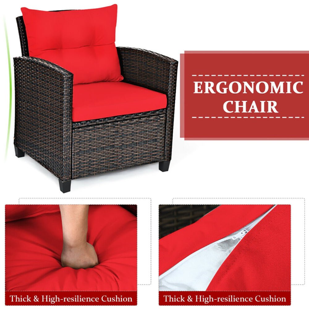 3 Pieces Rattan Patio Furniture Set With Washable Cushion - Noventis Home