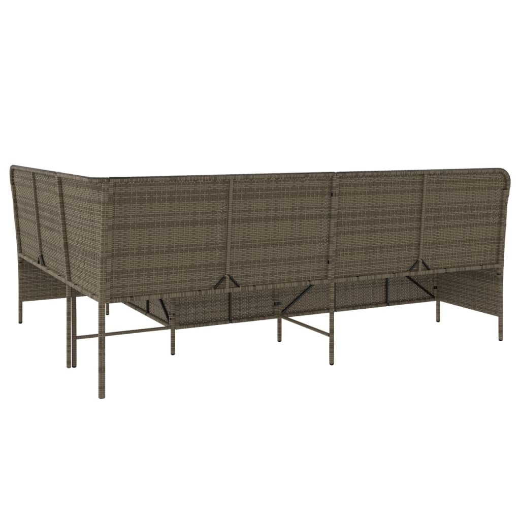 L - vormige Tuinbank met Kussens, Poly Rattan, 5 - zitter, Donkergrijs - Noventis Home