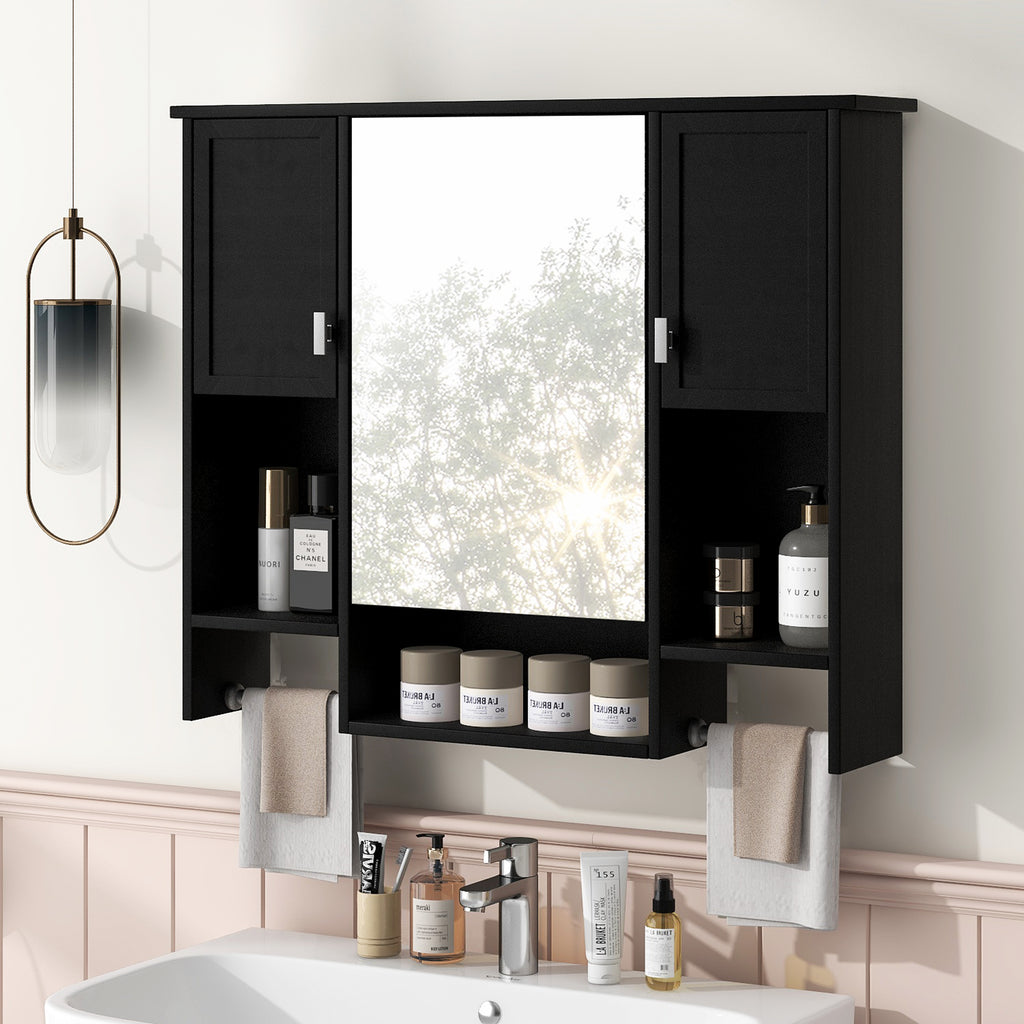 35'' X 28'' Modern Wall Mounted Bathroom Storage Cabinet, Bathroom Wall Cabinet With Mirror, Medicine Cabinet With Towels Bar - Noventis Home