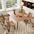 Set van 4 Moderne PU Leren Eetkamerstoelen met Dikke Kussens en Metalen Poten, voor Keuken en Eetkamer, Bruin - Noventis Home