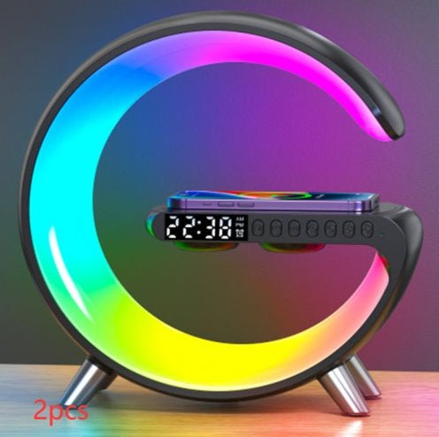 New Intelligent G Shaped LED Lamp Bluetooth Speake Wireless Charger Atmosphere Lamp App Control For Bedroom Home Decor - Noventis Home