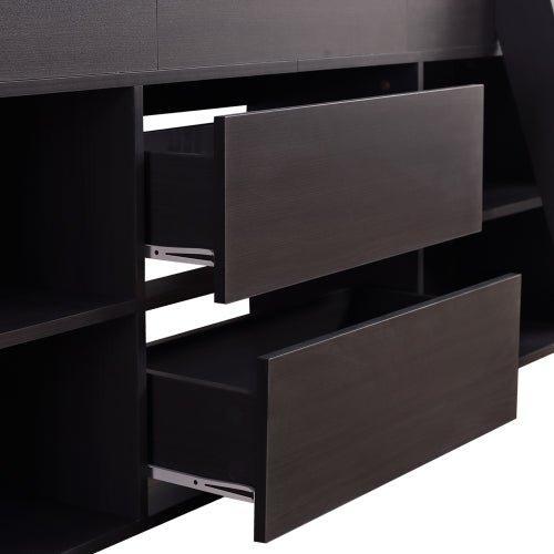 Kinderbed Halfhoogslaper met Opbergruimte, Houten Bed met Lades en Planken, Eenpersoons 90x190 cm, Wit - Alleen Frame - Noventis Home