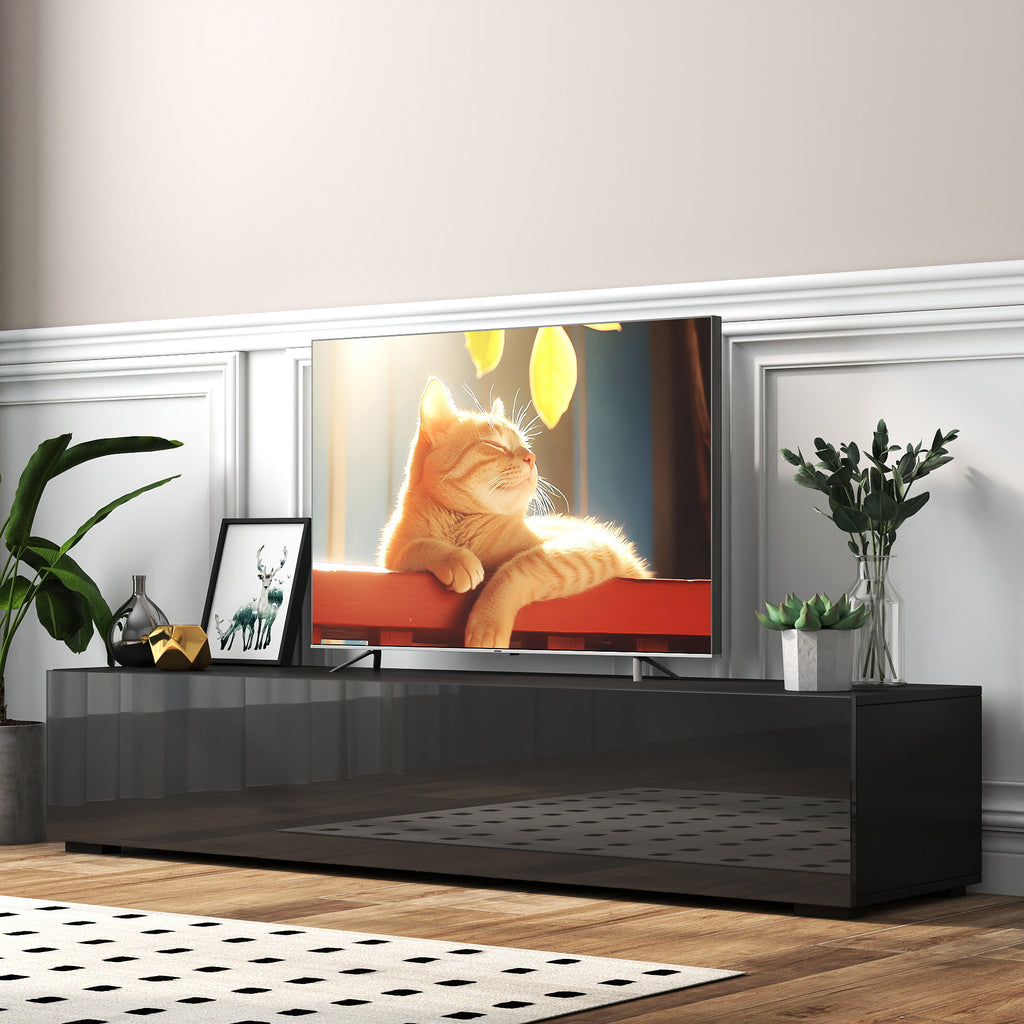 Modern Zwevend TV - meubel met Opbergruimte, 160cm, Zwart - Noventis Home