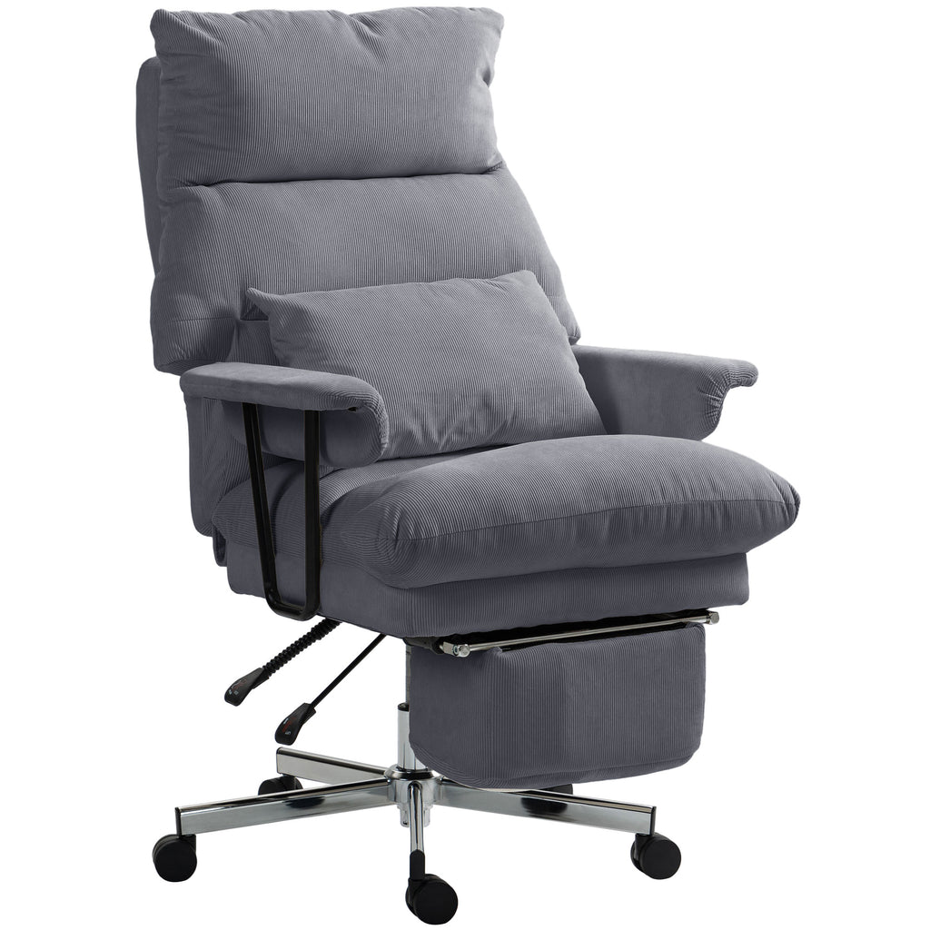 Executive Office Chair with Lumbar Support, Footrest, High Back Reclining Overstuffed Desk Chair with, Gray - Noventis Home