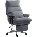Executive Office Chair with Lumbar Support, Footrest, High Back Reclining Overstuffed Desk Chair with, Gray - Noventis Home