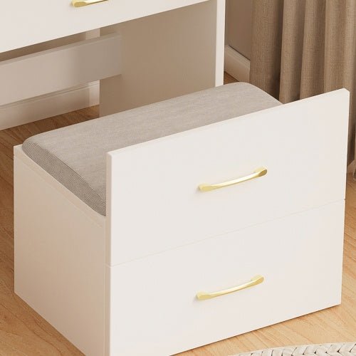 3 In 1 Vanity Desk With Open Top Mirror,Small Make Up Vanity Set With Visible Glass Desktop,Compact Makeup Vanity With 3 Drawers,Dressing Table For Bedroom - Noventis Home