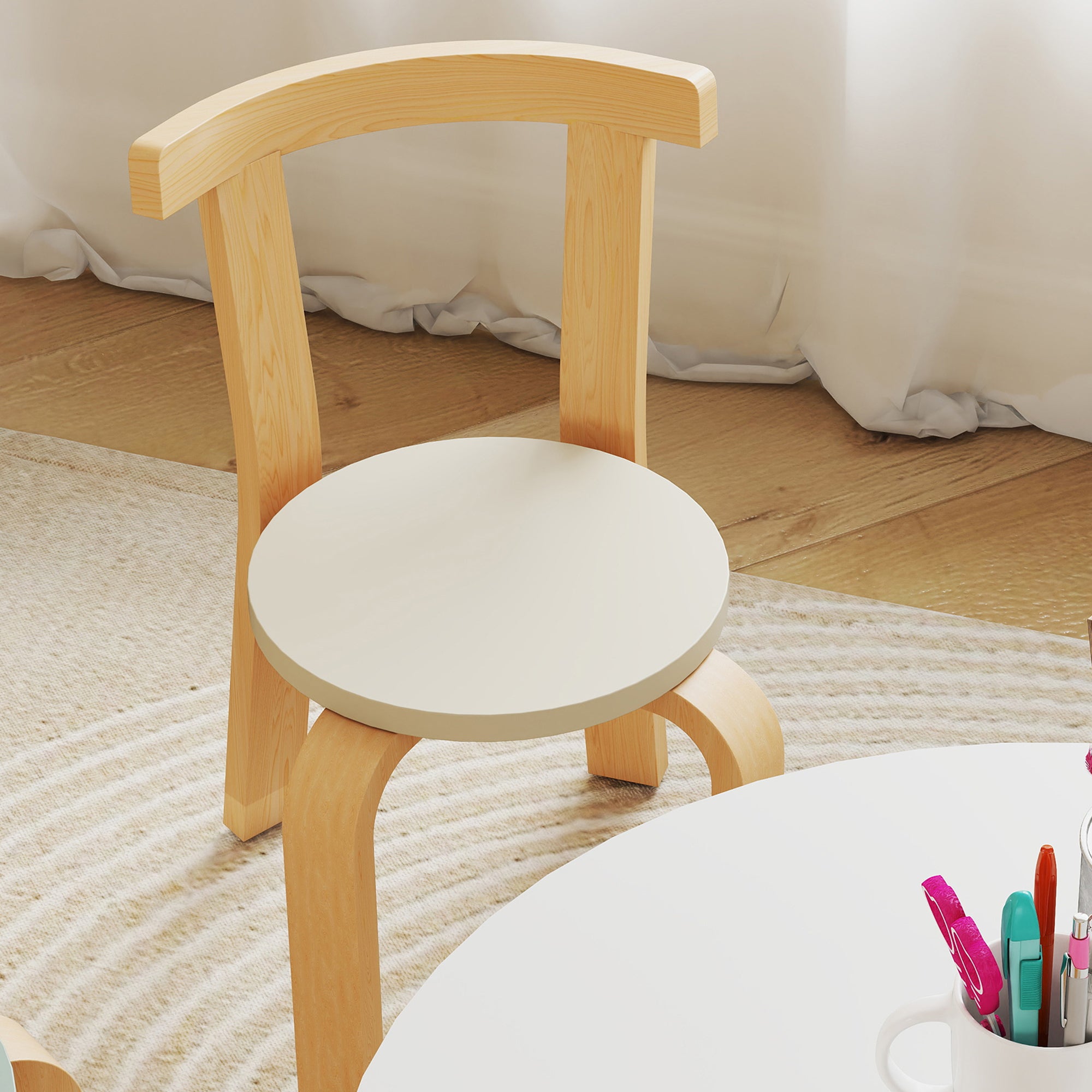 Wooden Kids Table and Chairs Set, 5 Piece Wooden Toddler Table and Chairs Set for Ages 3 - 8 Years, Green - Noventis Home