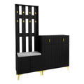 Wardrobe Set With Shoe Bench And Cushion, Wardrobe Front With Hooks, Shoe Cabinet With Drawers And Doors - Noventis Home