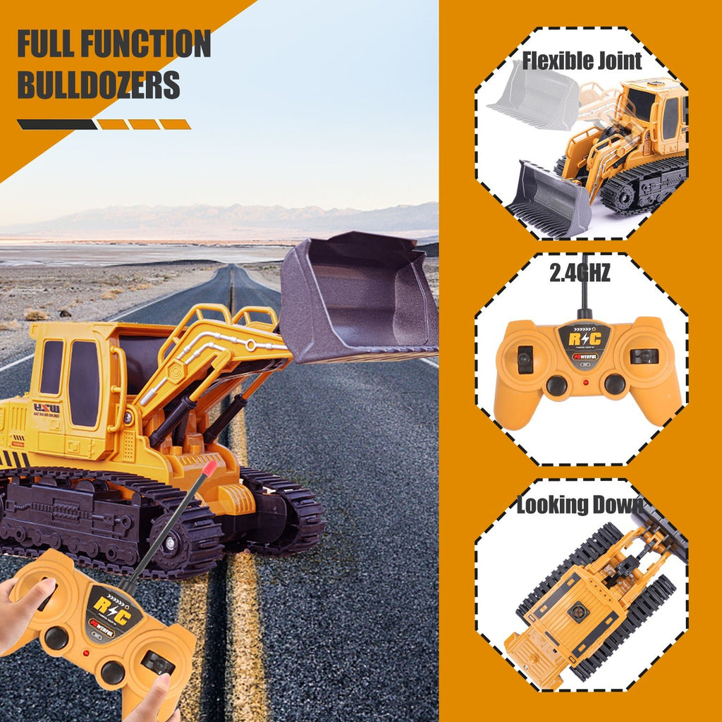 Remote - controlled Engineering Vehicle Toy Bulldozer Excavator Kids Gifts - Noventis Home