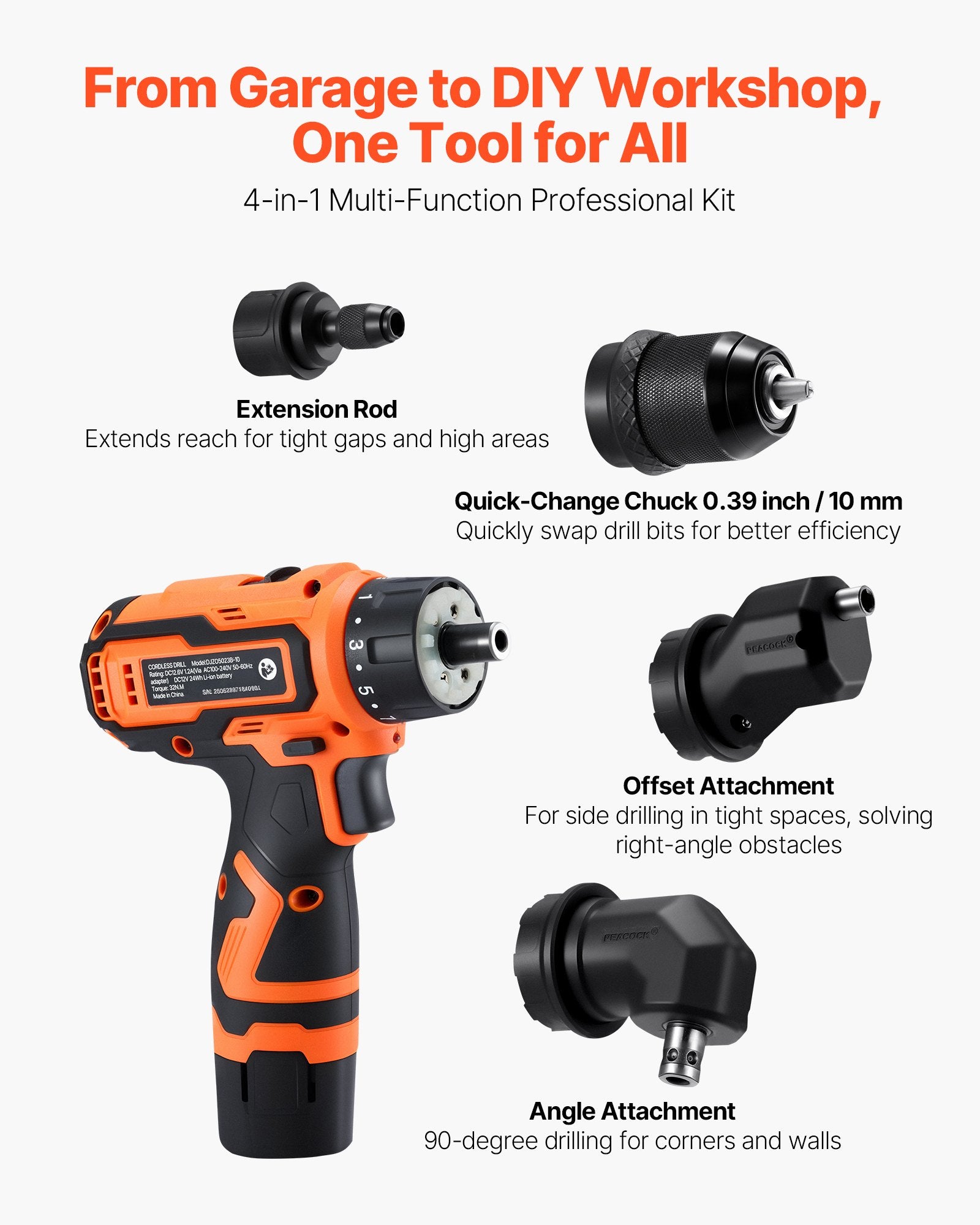 Cordless Drill Driver, 5 - In - 1, Metal Chuck, Dual - Speed Variable, Drill Driver Kit With 2 Lithium Batteries And Charger, Tool Box, For Wood And Metal Drilling, Screw Tightening Or Loosening - Noventis Home