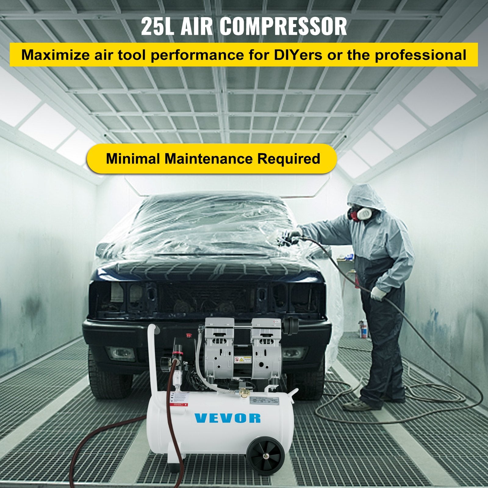 Air Compressor 6.6 Gallon, Portable Air Compressor 1 HP, Oil Free Air Compressor Steel Tank 750W, Pancake Air Compressor 115 PSI, Ultra Quiet Compressor For Home Repair, Tire Inflation - Noventis Home