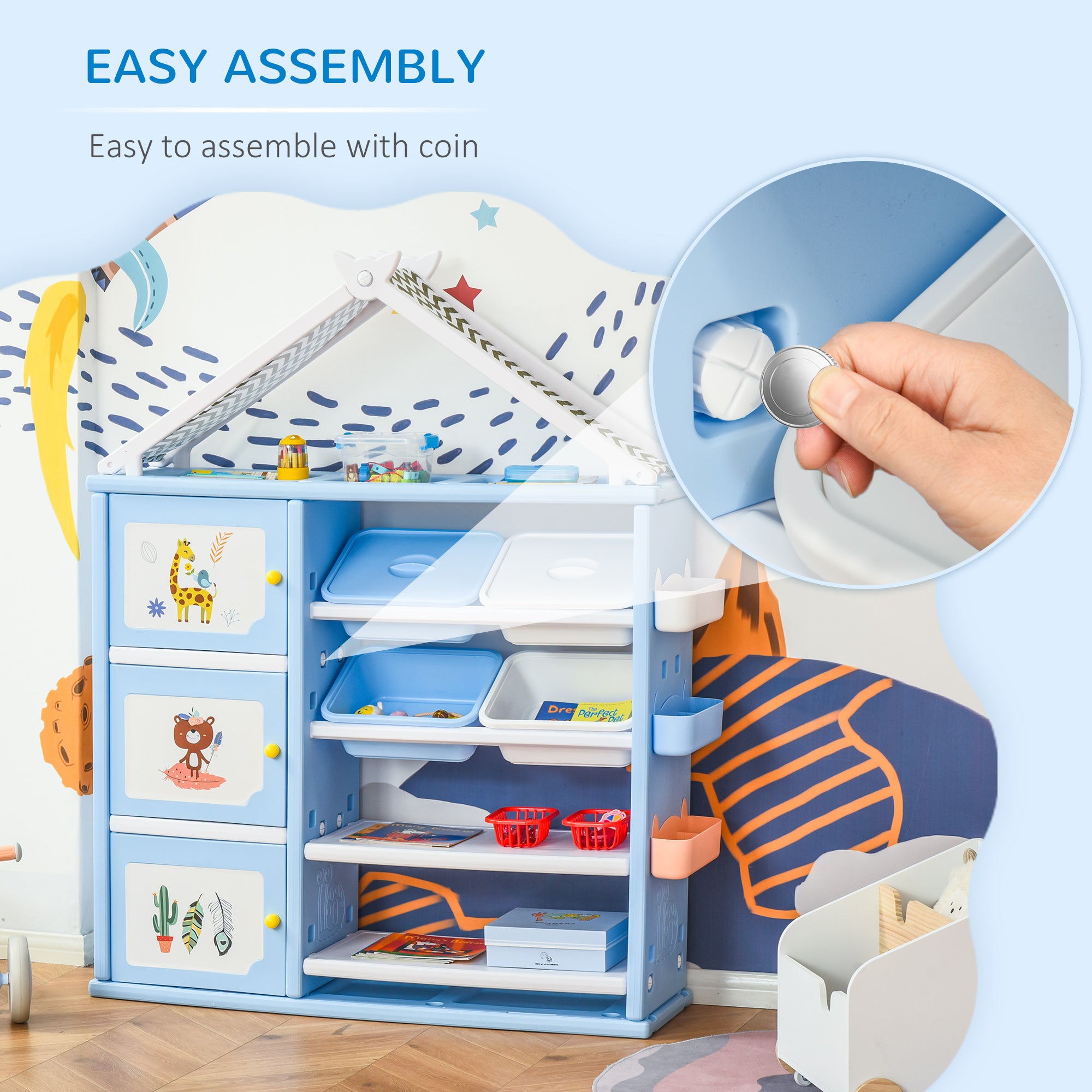 Kids Toy Storage Organizer with 4 Bins - Noventis Home
