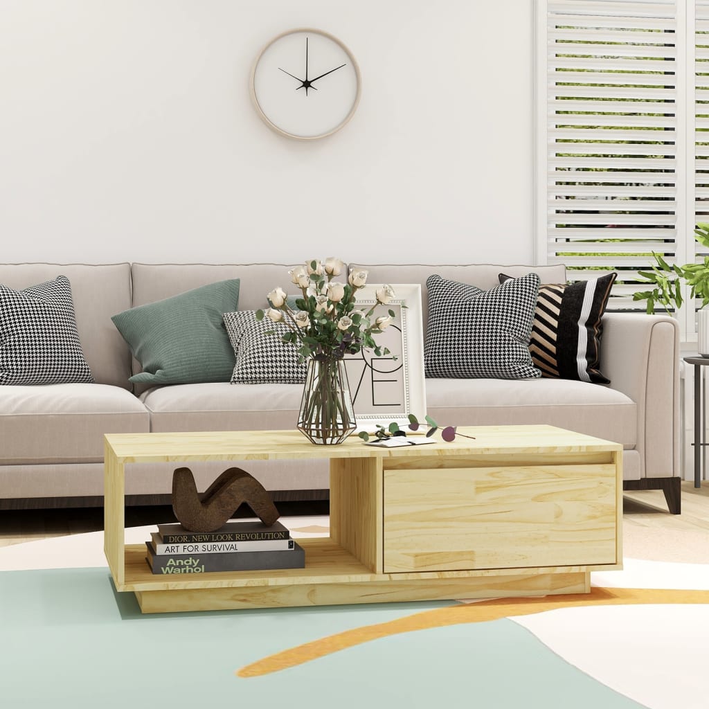 Salontafel 110x50x33,5cm, Massief Grenenhout - Noventis Home