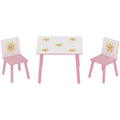 3-delige Kindertafel en Stoelset voor Kinderen van 3-8 Jaar, Slaapkamer en Speelkamer, Roze