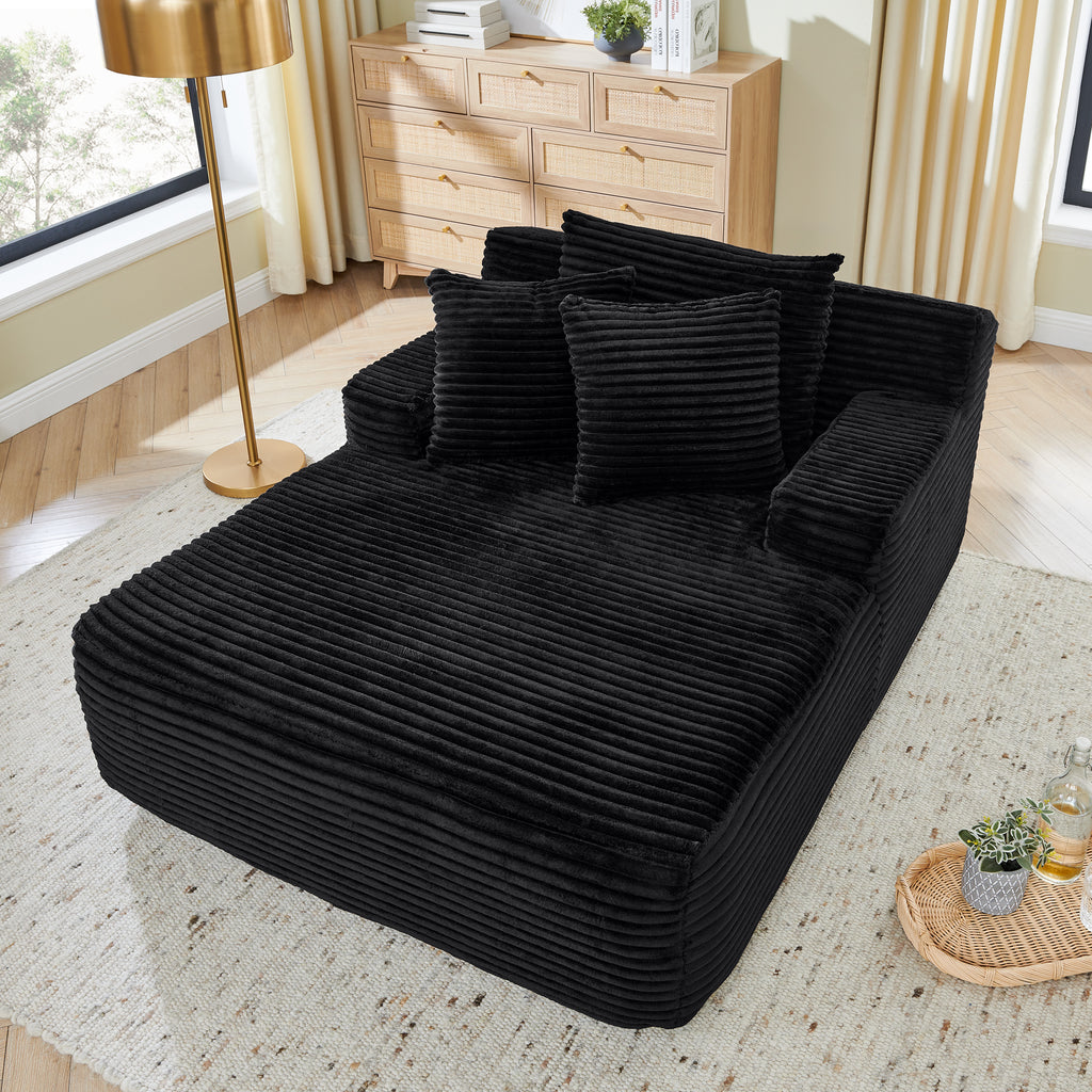 Eenpersoons Luie Schuim Loungestoel, Geen Montage Vereist, Fluweel, Modern, voor Woonkamer en Slaapkamer, Zwart - Noventis Home