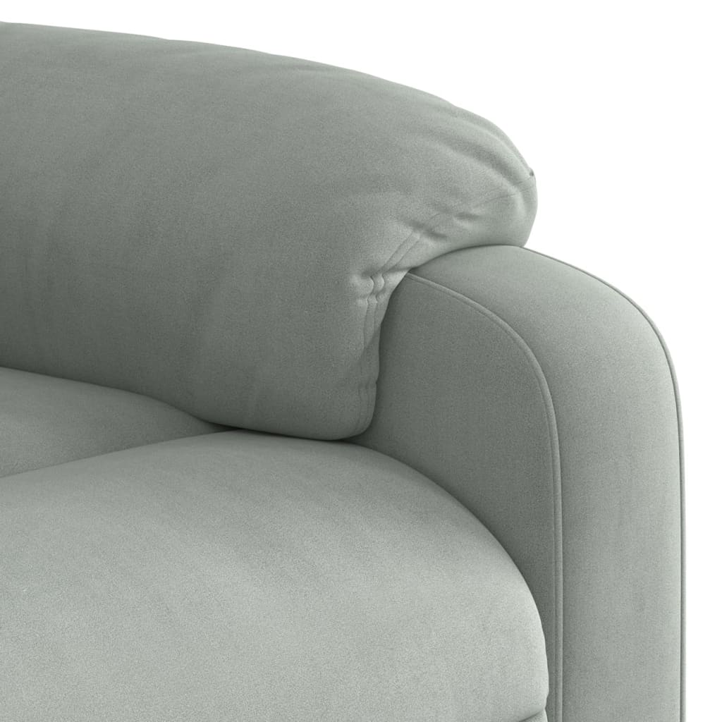 Massagestoel met Ligfunctie, Lichtgrijs Fluweel, 6 - punts Vibromassage, Max. 135° Kanteling - Noventis Home