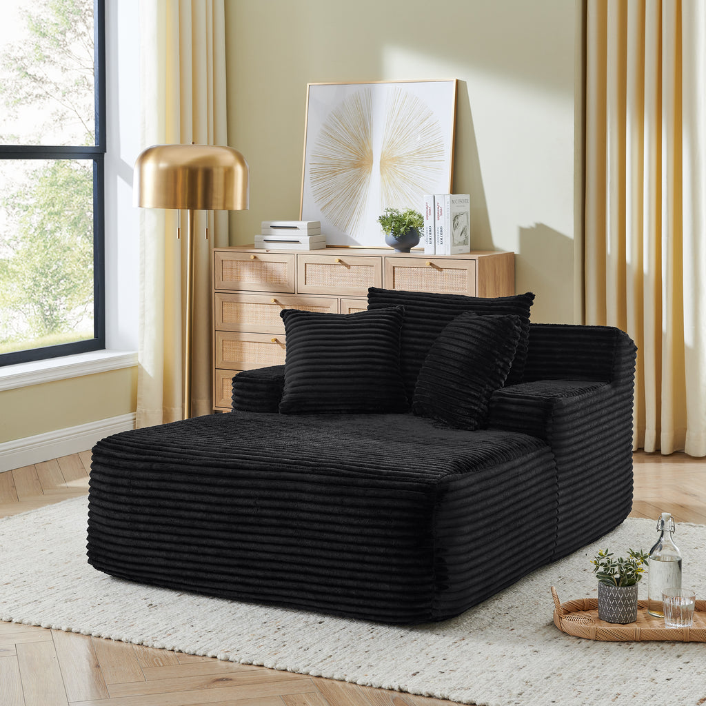 Eenpersoons Luie Schuim Loungestoel, Geen Montage Vereist, Fluweel, Modern, voor Woonkamer en Slaapkamer, Zwart - Noventis Home