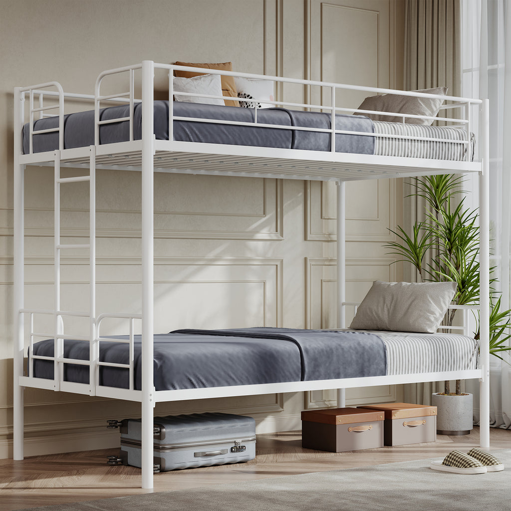 Metal Double - layer Bed With Stairs And Safety Railings, Sturdy Steel Frame, No Need For A Mattress, Double - layer Bed That Saves Space - Noventis Home