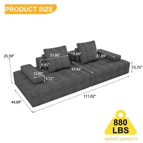 Sofa Couch For Living Room, Modern Loveseat Sofa With Extra Deep Seats, Comfy Armrests, Couches For Living Room Apartment Lounge, Easy Assembly, Grey - Noventis Home