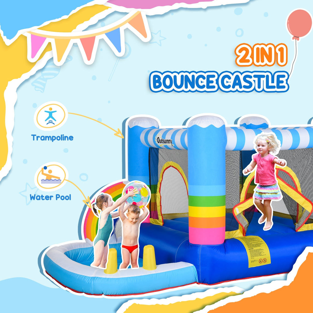Kids Bounce Castle Inflatable House With Trampoline Pool Climbing Wall With Inflator Carrybag, 2.8 X 1.7 X 1.55m - Noventis Home