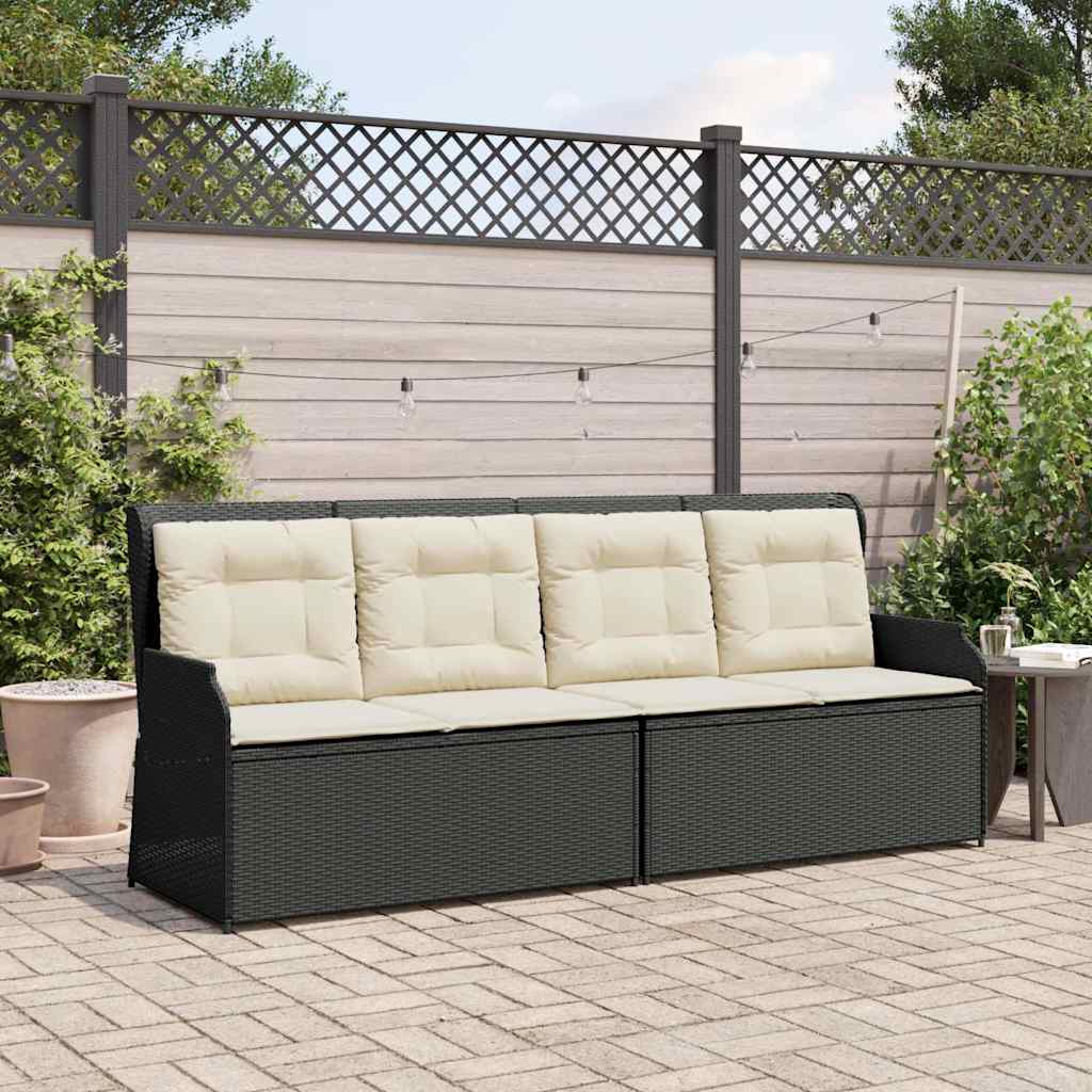 Adjustable Garden Bench with Cushions, Poly Rattan, - Noventis Home