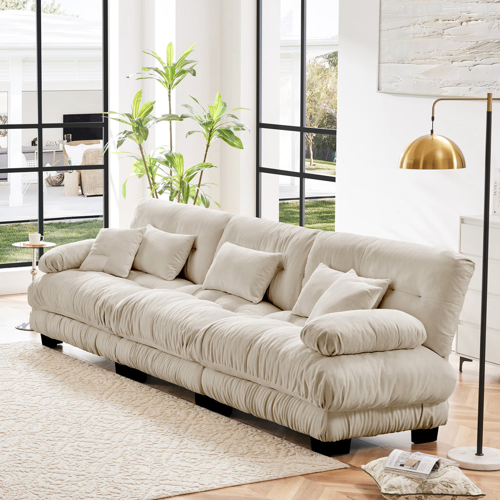 3 - Seater Sectional Sofa Modular Deep Seat Sofa Couch , Chenille Sofa Soft Comfy Upholstered Furniture For Living Room, Apartment, Studio, Office,Chenille Light Coffee - Noventis Home