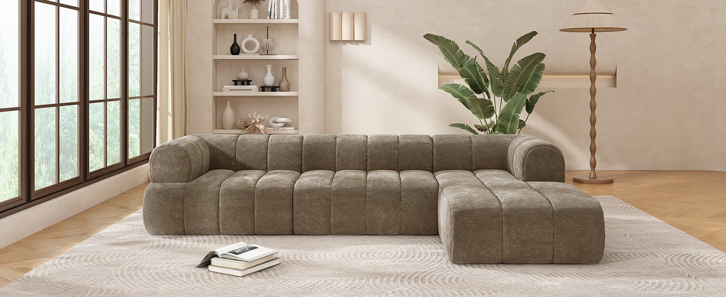 122" Moderne L - Vormige Hoekbank met Hoge - Dichtheid Schuim en Chaise Lounge, 2 - Delig, Volledig Gemonteerd Rechts, Perfect voor Woonkamer - Noventis Home