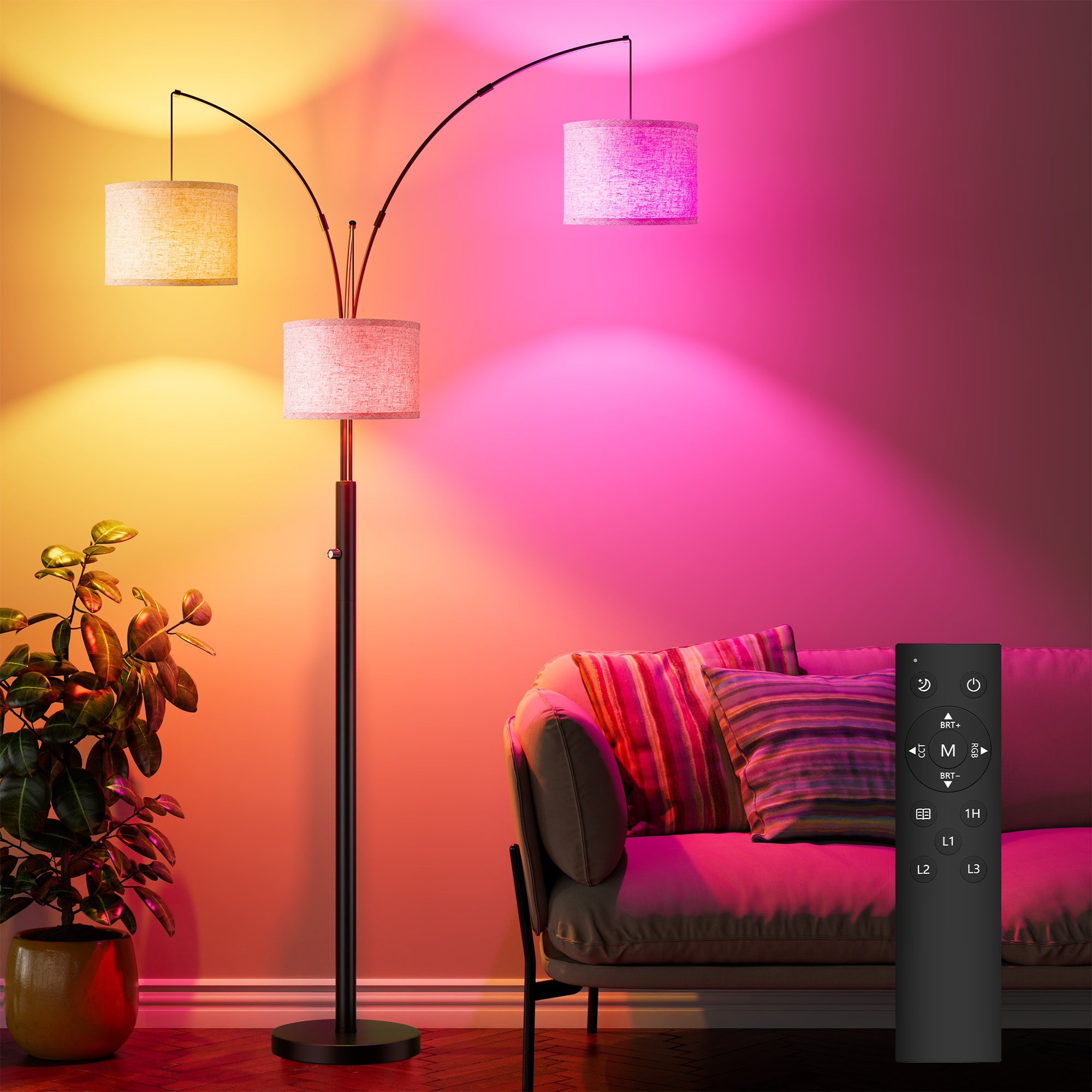 Three - Color Temperature & Dimmable Three - Head Floor Lamp Create A Cozy Home Lighting Ambiance - Noventis Home