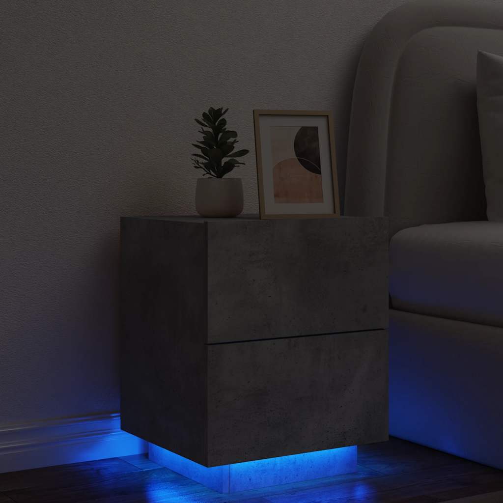 Nachtkastje met LED - verlichting, Houtcomposiet, 45x40x55cm - Noventis Home