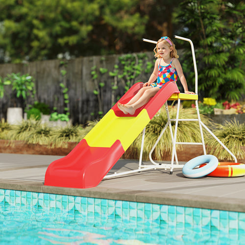 6ft Slide for Kids, Metal Freestanding Playground Equipment with Climbing Ladder, for Backyard, Outdoor, Indoor, Red - Noventis Home