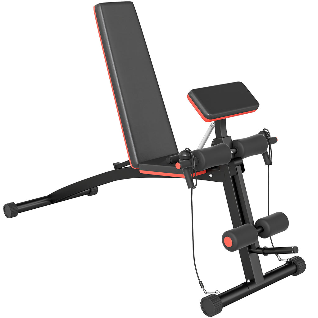 Opvouwbare Trainingsbank, Verstelbare Krachttraining Sit - up Buikspierbank, Incline/Decline, Rood - Noventis Home