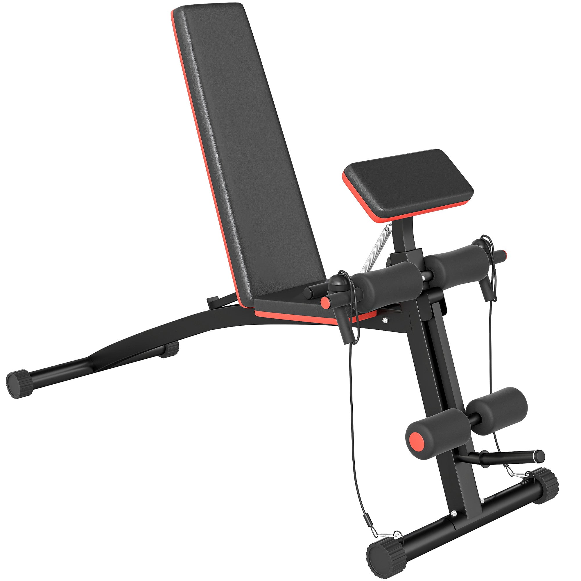 Opvouwbare Trainingsbank, Verstelbare Krachttraining Sit - up Buikspierbank, Incline/Decline, Rood - Noventis Home