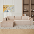 Compression Sectional Couch With Comfy Chaise, Boneless L Shape Sofa With Deep Seat, Minimalist Modular Couches Sleeper For Living Room Bedroom Apartment Lounge,corduroy,Beige - Noventis Home