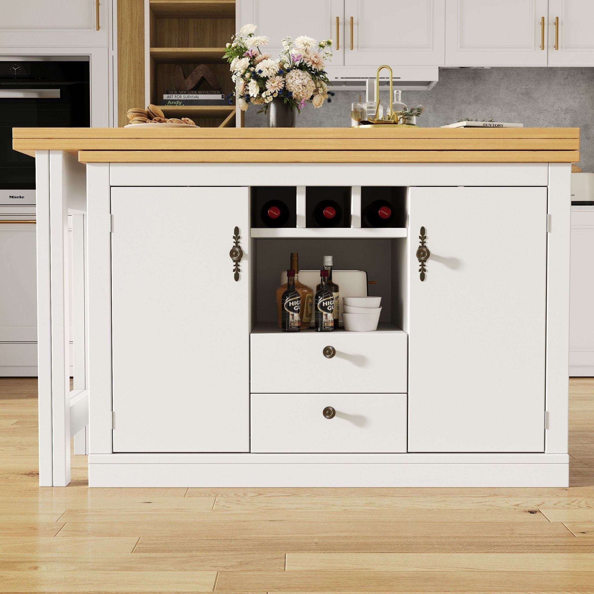 High - quality Extendable Bar Table With 360 Swivel Function And Storage Space, Adjustable Length From 120 - 180 Cm, Living Room, Dining Room, Home Office, Black Extendable Designer Bar Table, White - Noventis Home
