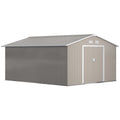 13 X 11ft Large Garden Shed, Mental Garden Storage Shed With Foundation Kit Ventilation & Doors, Light Grey - Noventis Home