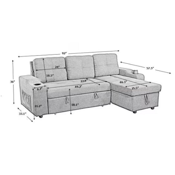 Convertible Sectional Sofa With Armrest Storage - Noventis Home