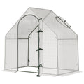 Walk In Tomato Greenhouse Garden Outdoor Mini Greenhouse Flower Planter Steel Frame With Zipped Door & Window, PE Cover, 180 X 100 X 168CM, White - Noventis Home