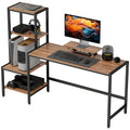 Computerbureau 170cm met Monitorstandaard en Omkeerbare 4-laags Plank, Industrieel Design, Bruin