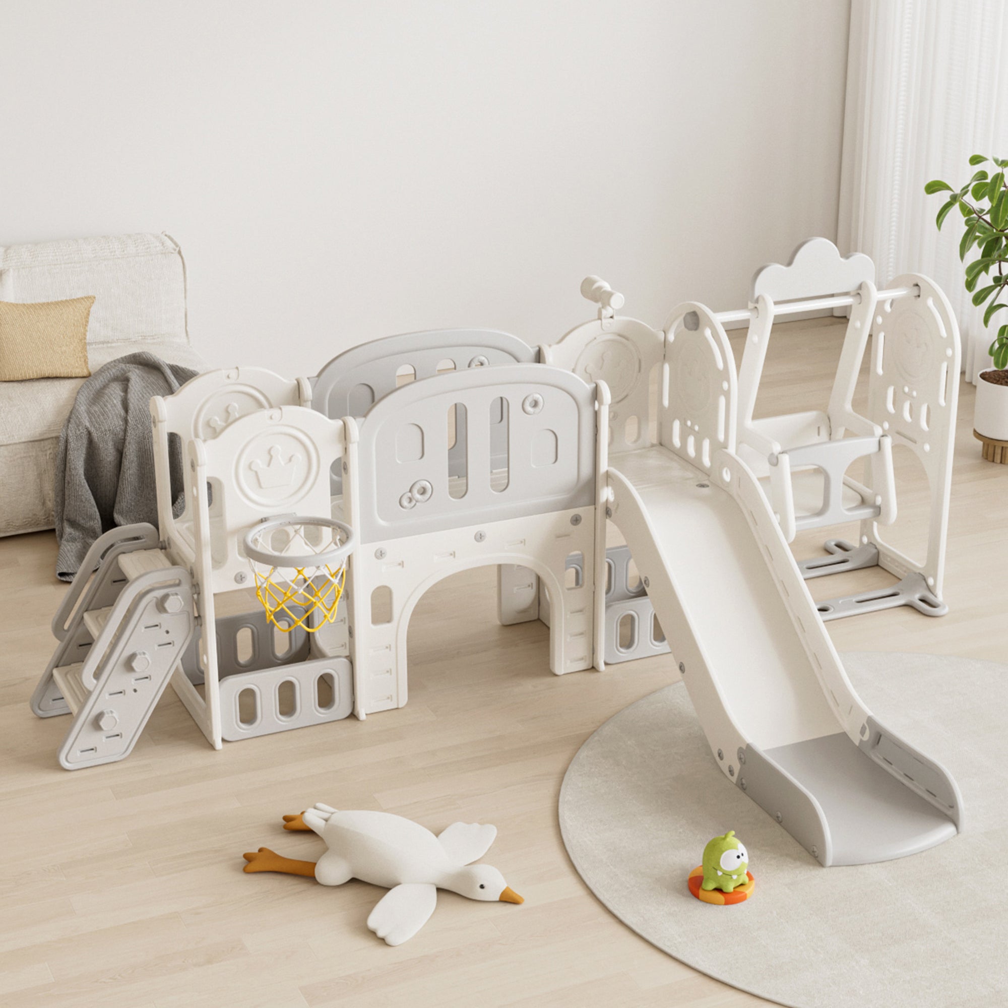 Toddler Slide, Kids Slide For Toddlers Age 1 - 4, 11in 1 Baby Slide Outdoor Indoor Playground With Basketball Hoop And Extra Long Aisle, Strong Swing,Sturdy And Easy Assembly Toddler Playset, Ideal Todd - Noventis Home