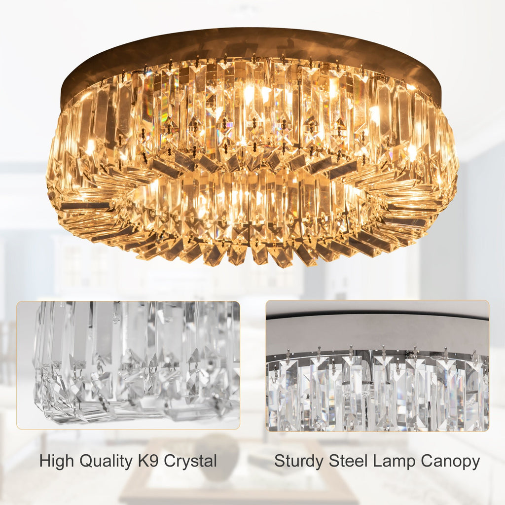 Crystal Ceiling Light Modern Chandeliers Stainless Steel Pendant Lights With Crystal Decorations For Living Room Bedroom Dining Room Hall Silver - Noventis Home
