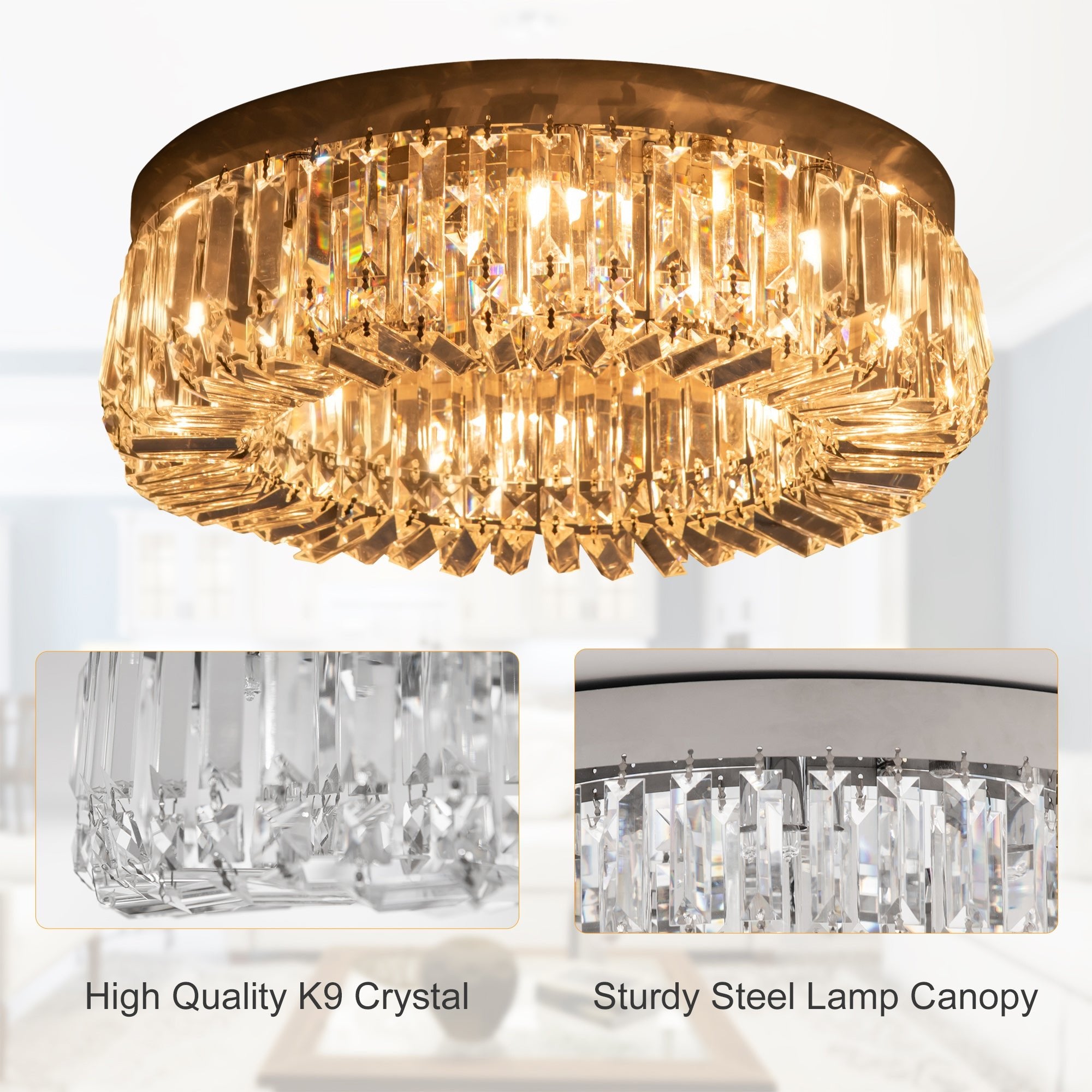 Crystal Ceiling Light Modern Chandeliers Stainless Steel Pendant Lights With Crystal Decorations For Living Room Bedroom Dining Room Hall Silver - Noventis Home
