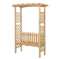 Tuinbank met Boogpergola, Natuurlijk Dennenhout met Beschermend Vernis, 2 - persoons, Ergonomisch Design - Noventis Home