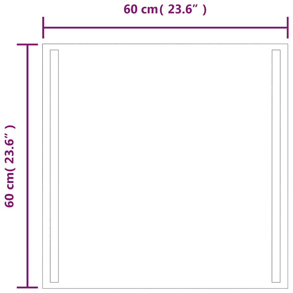 LED Badkamerspiegel 60x60cm, IP65 Waterdicht, USB-aansluiting