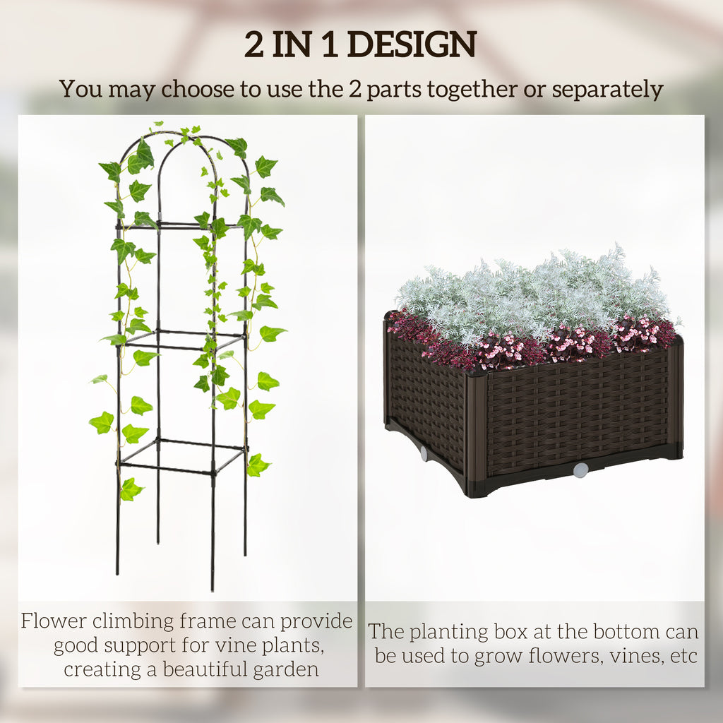 Verhoogd Plantenbak met Klimrek, Zelfbewaterend, 177cm, voor Tomaten en Klimplanten - Noventis Home